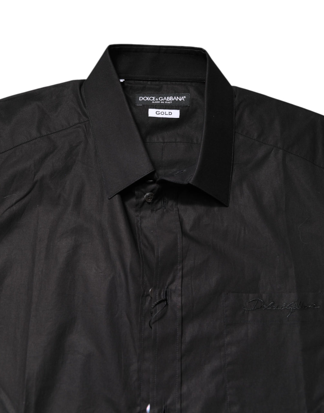 Dolce &amp; Gabbana Black GOLD Cotton Collared Formal Dress Shirt