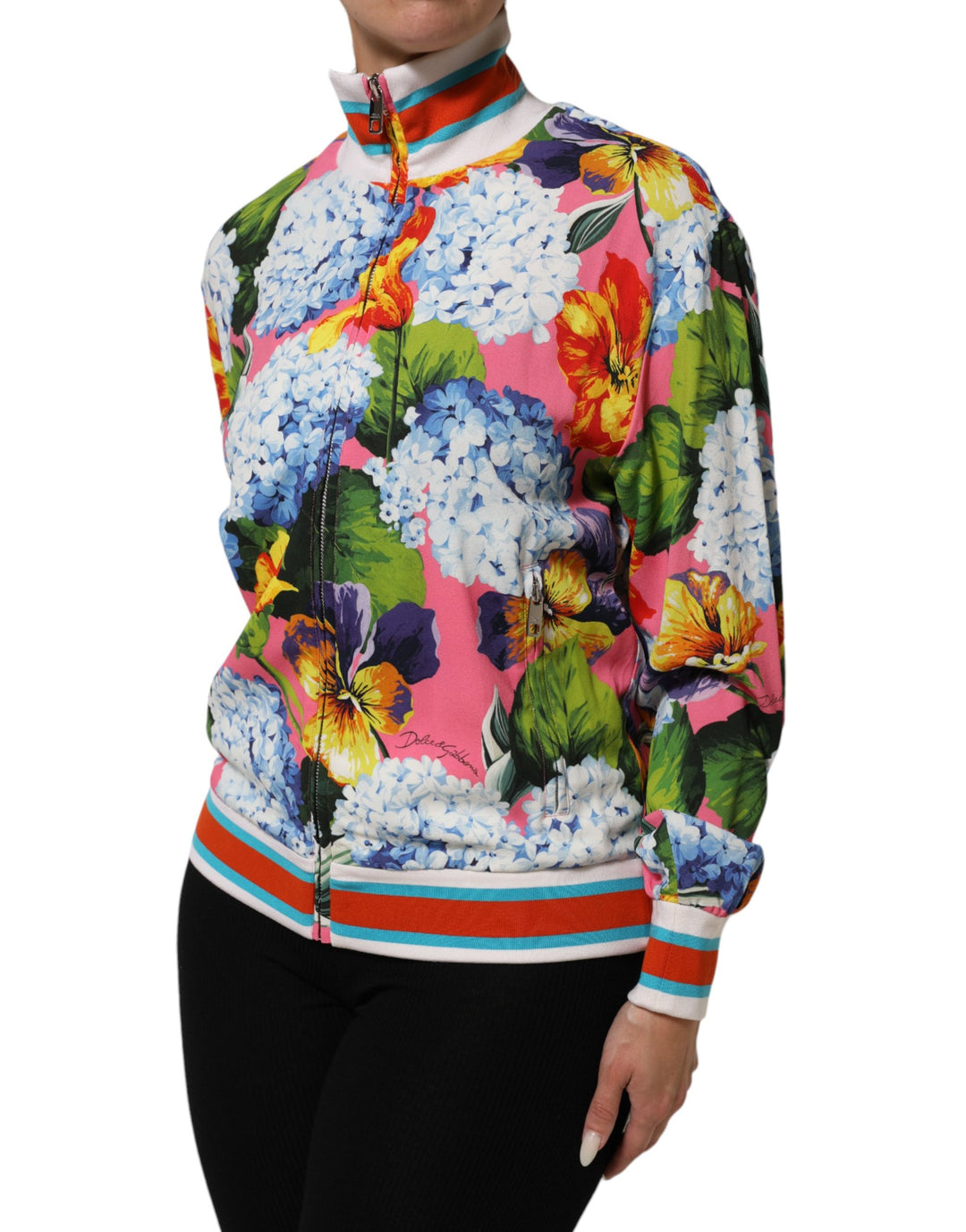 Dolce &amp; Gabbana Multicolor Floral Print Zip Cardigan Jacket