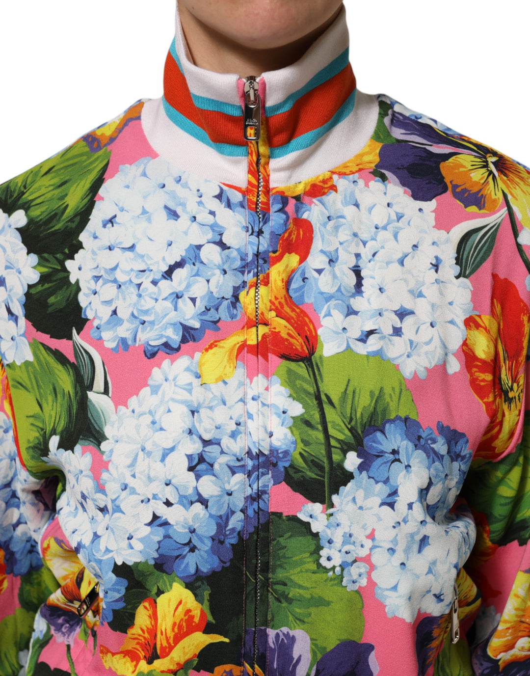 Dolce &amp; Gabbana Multicolor Floral Print Zip Cardigan Jacket