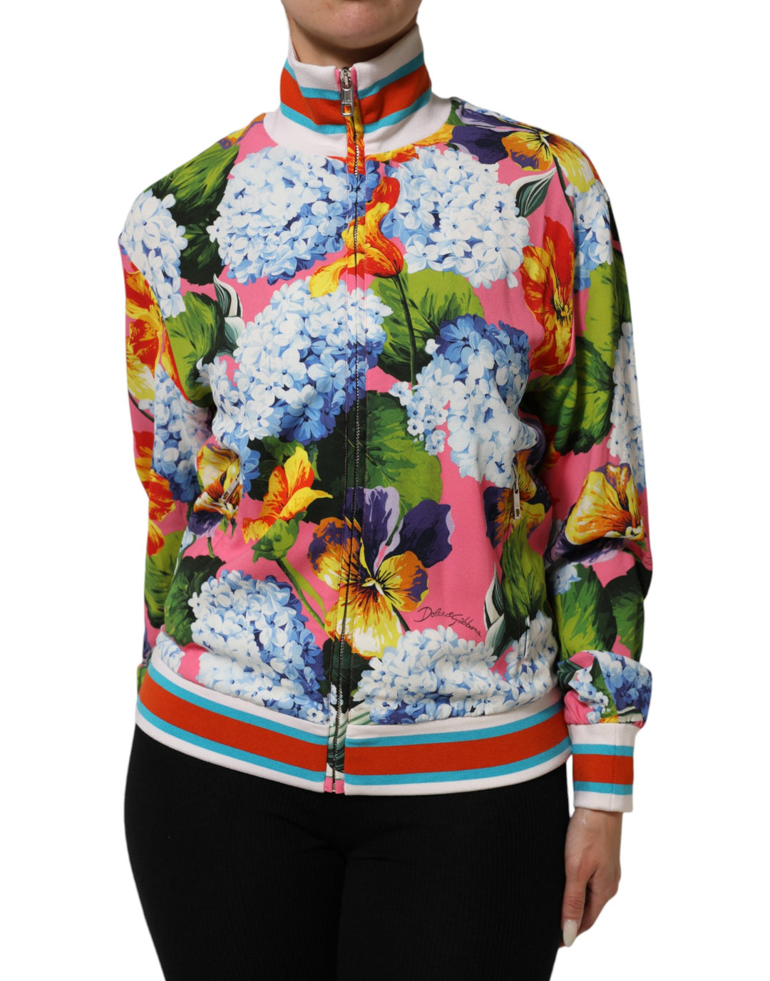 Dolce &amp; Gabbana Multicolor Floral Print Zip Cardigan Jacket