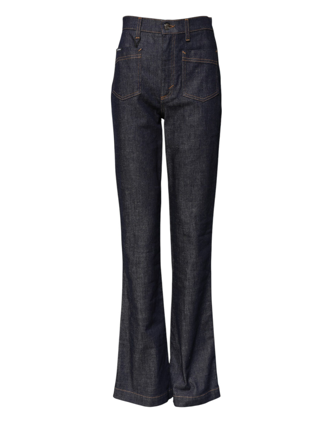 Dolce &amp; Gabbana Dark Blue Cotton Flared Wide Leg Denim Jeans
