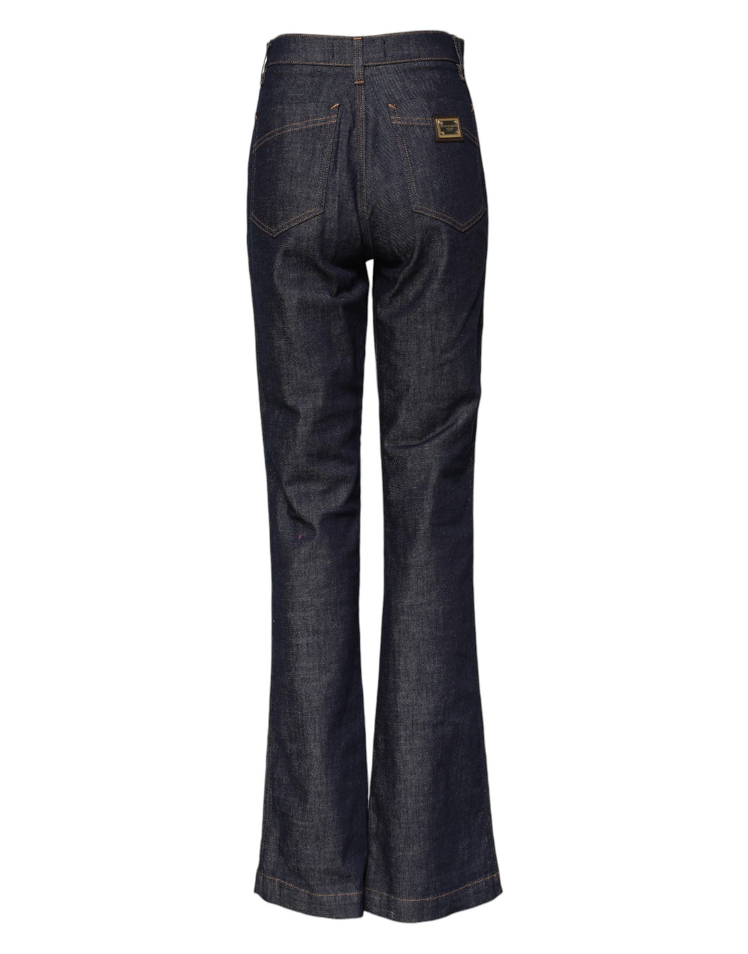 Dolce &amp; Gabbana Dark Blue Cotton Flared Wide Leg Denim Jeans