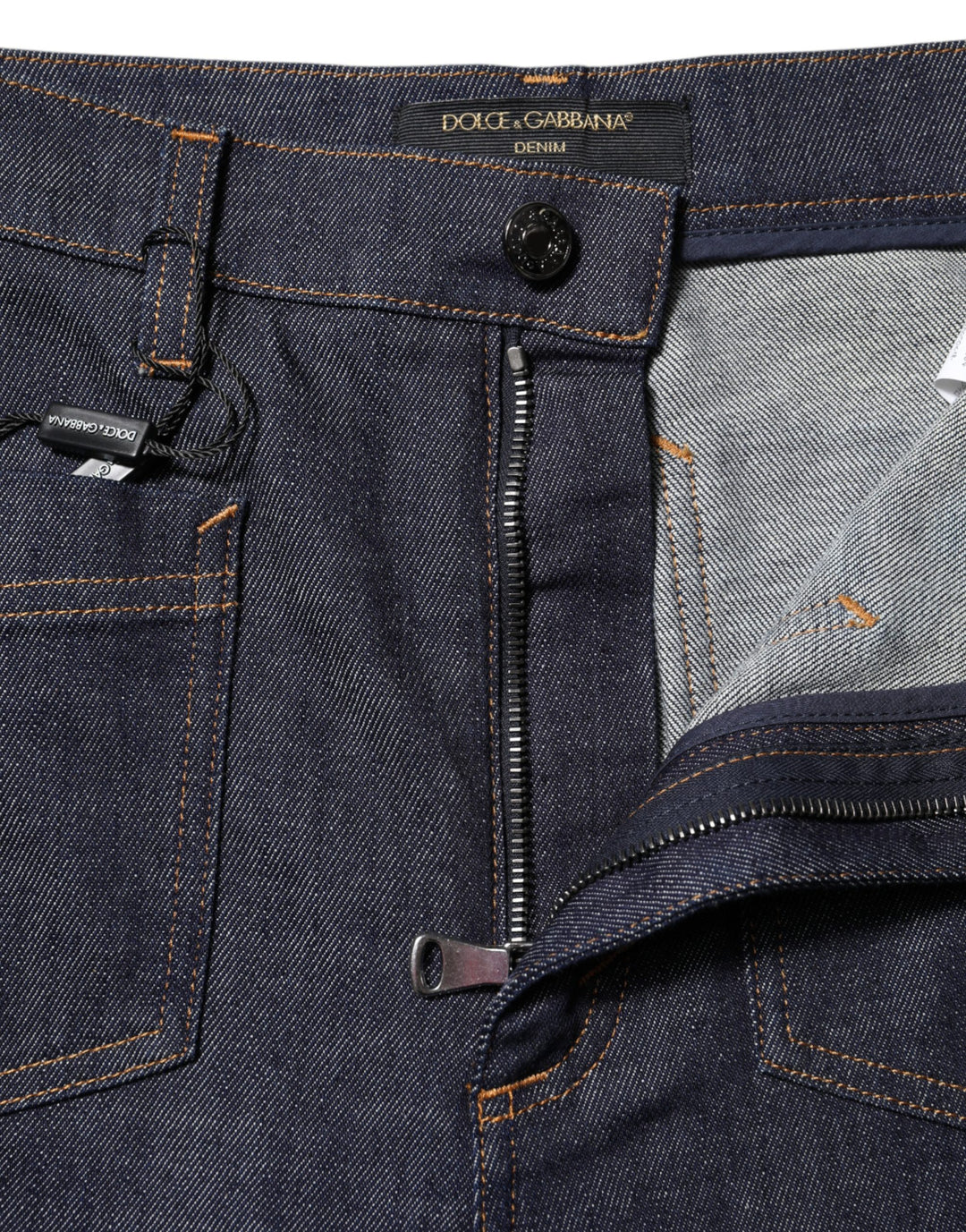Dolce &amp; Gabbana Dark Blue Cotton Flared Wide Leg Denim Jeans