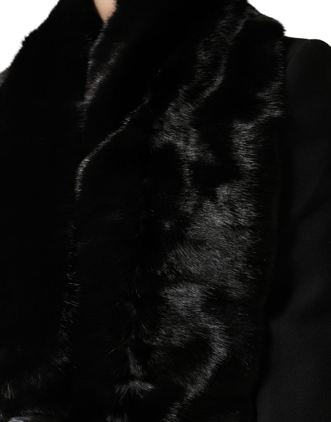 Écharpe à col châle en fourrure noire Dolce &amp;amp; Gabbana