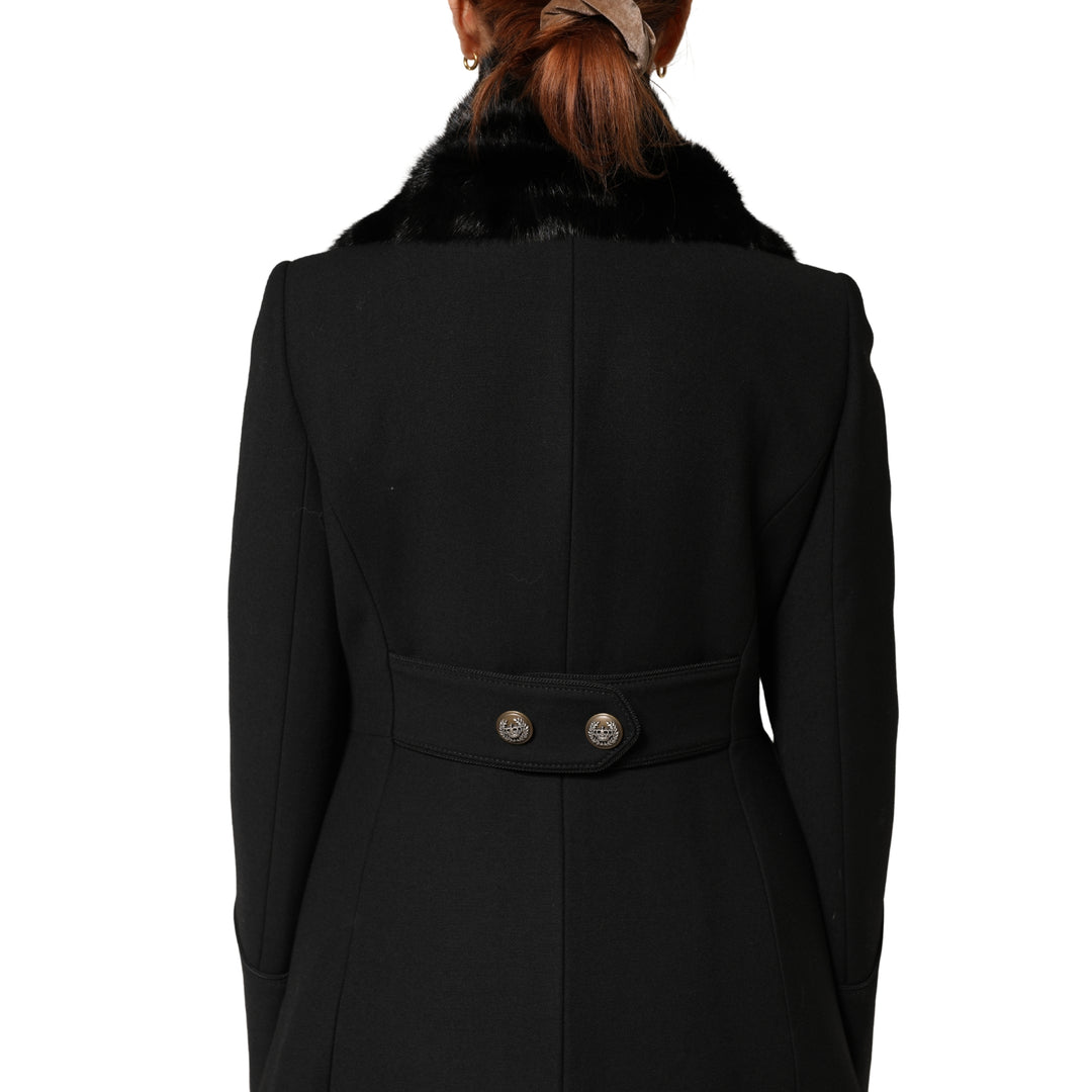 Écharpe à col châle en fourrure noire Dolce &amp;amp; Gabbana