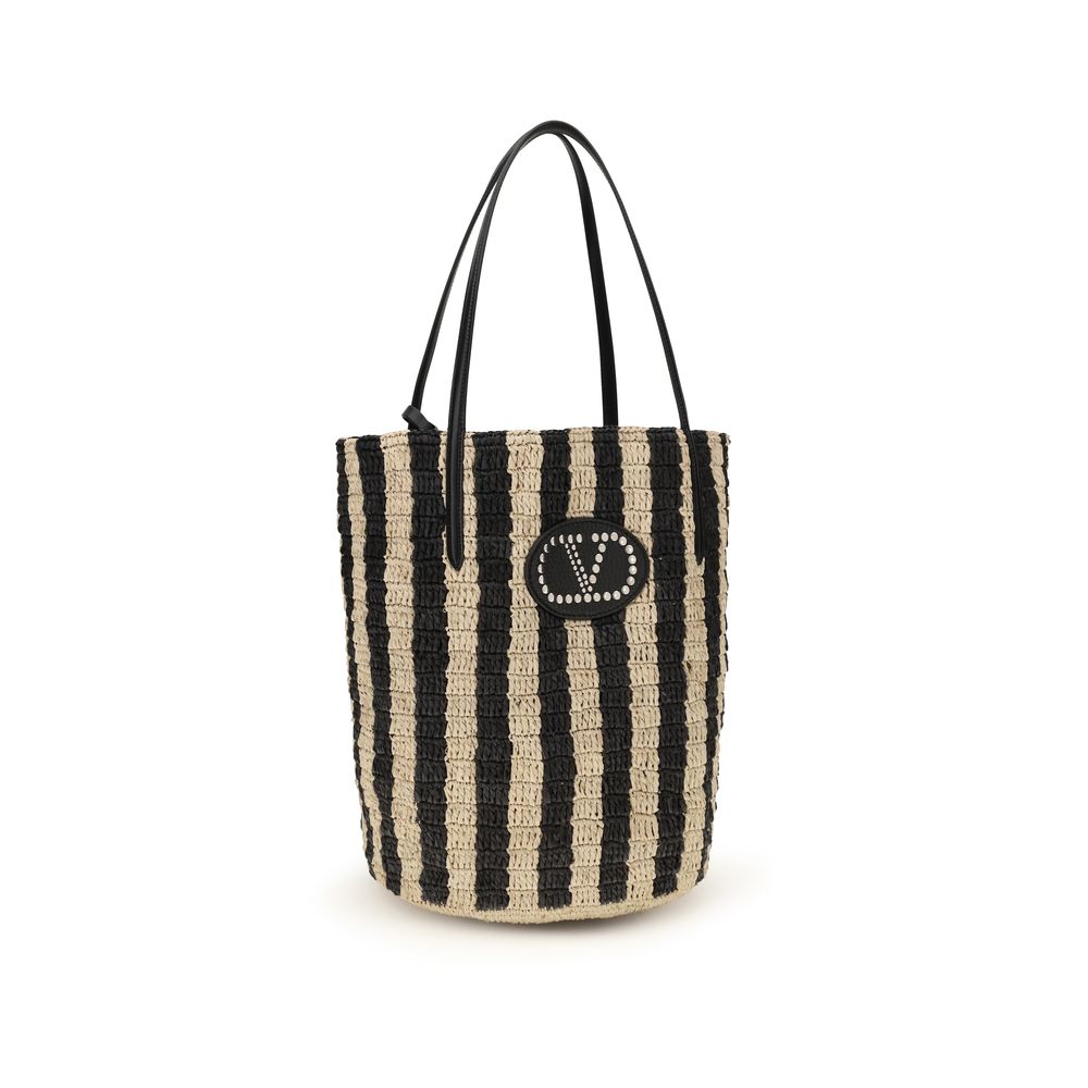 Valentino Garavani - Black Raffia Backet Bag