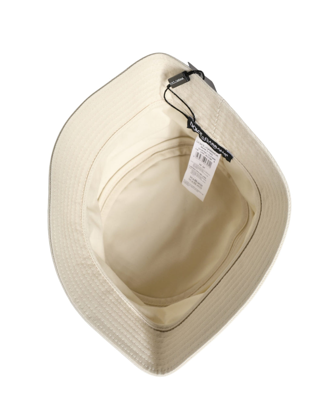 Dolce &amp; Gabbana Men White Cotton Bucket Fisherman Capello Hat