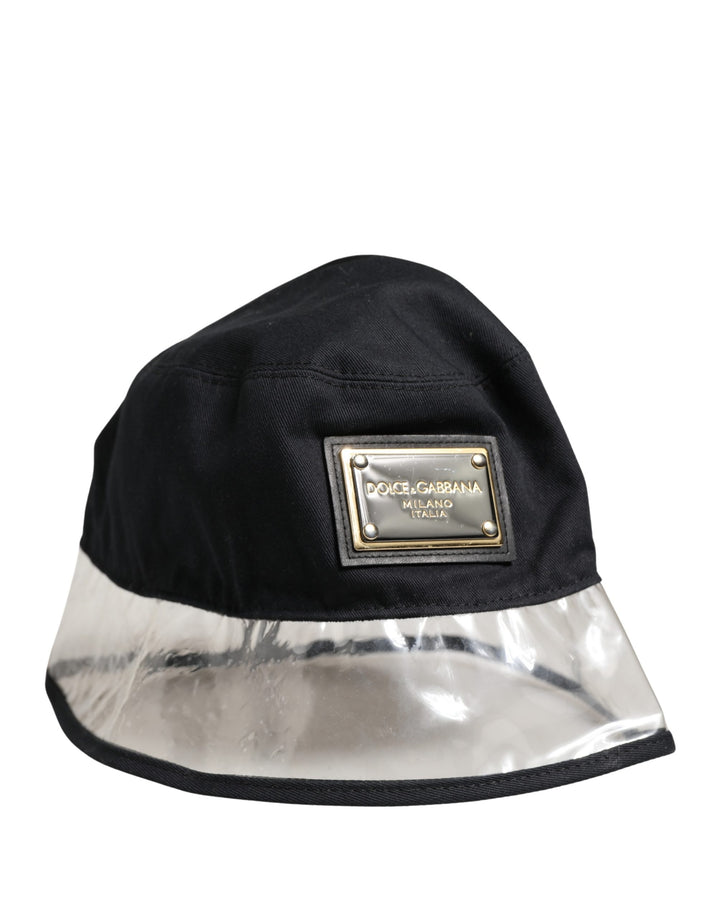 Dolce &amp; Gabbana Black Cotton Plastic Fisherman Bucket Capello Hat