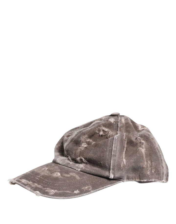 Dolce &amp; Gabbana Men Brown Cotton Distressed Baseball Capello Hat