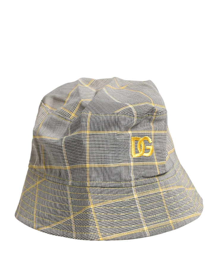 Dolce &amp; Gabbana Men Gray Checkered Bucket Fisherman Capello Hat