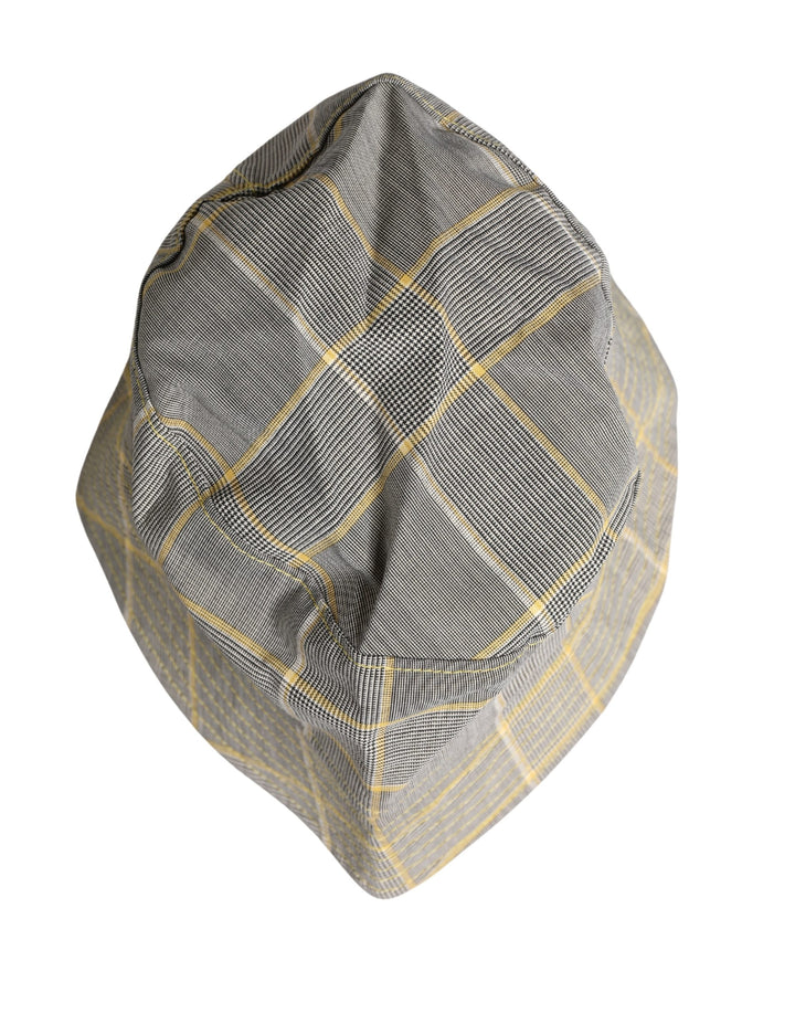 Dolce &amp; Gabbana Men Gray Checkered Bucket Fisherman Capello Hat