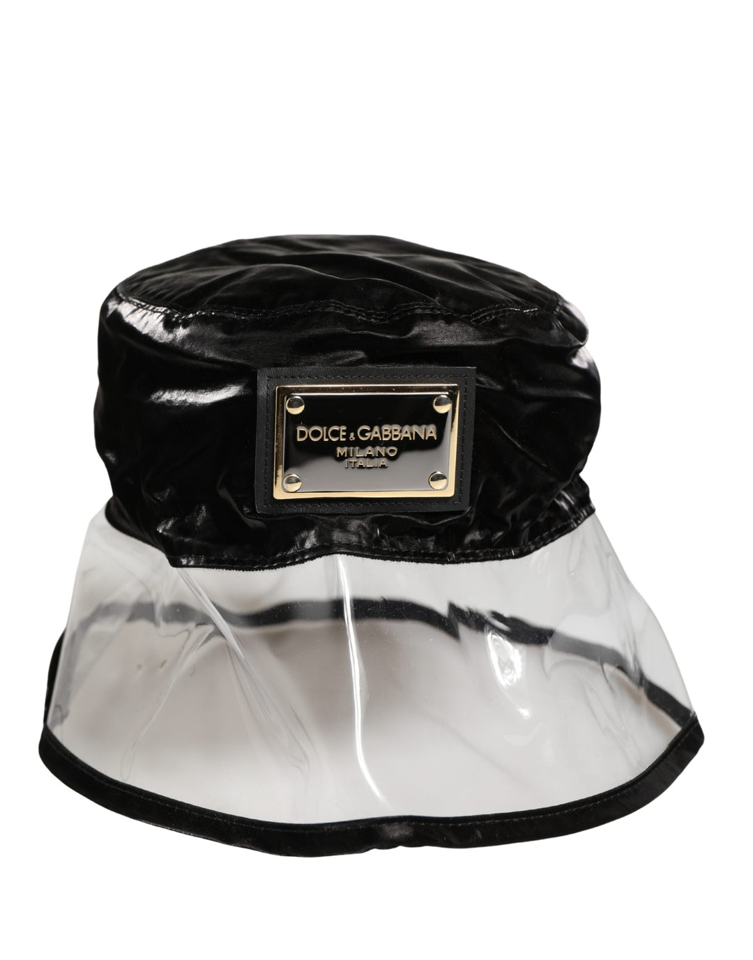 Dolce &amp; Gabbana Black Nylon Plastic Fisherman Bucket Capello Hat