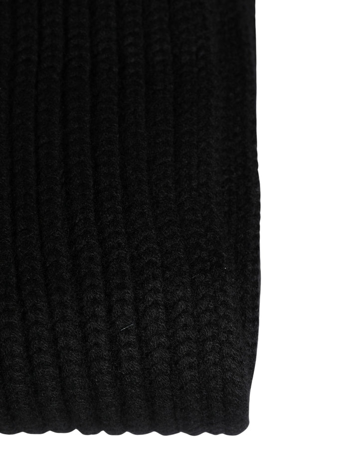 Dolce &amp; Gabbana Black Cashmere Knitted Men Neck Warmer One Size Scarf