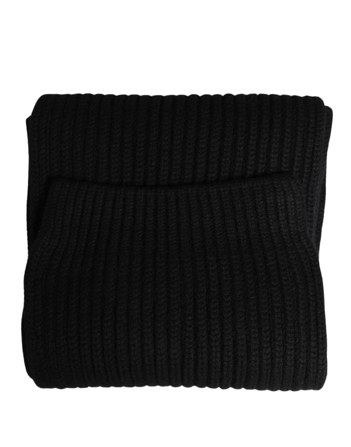 Dolce &amp; Gabbana Black Cashmere Knitted Men Neck Warmer One Size Scarf