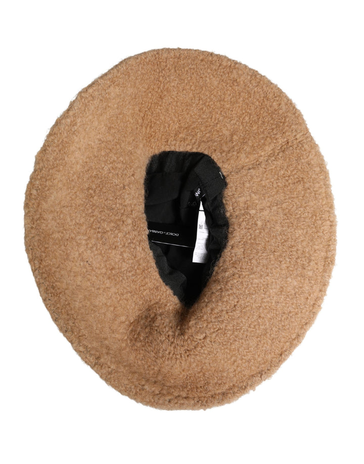 Dolce &amp; Gabbana Beige Virgin Wool Fur Women Knitted Capello Hat