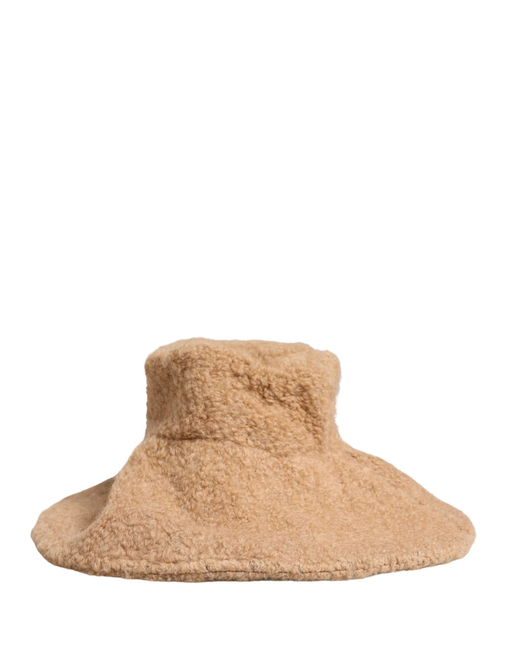 Dolce &amp; Gabbana Beige Virgin Wool Fur Women Knitted Capello Hat