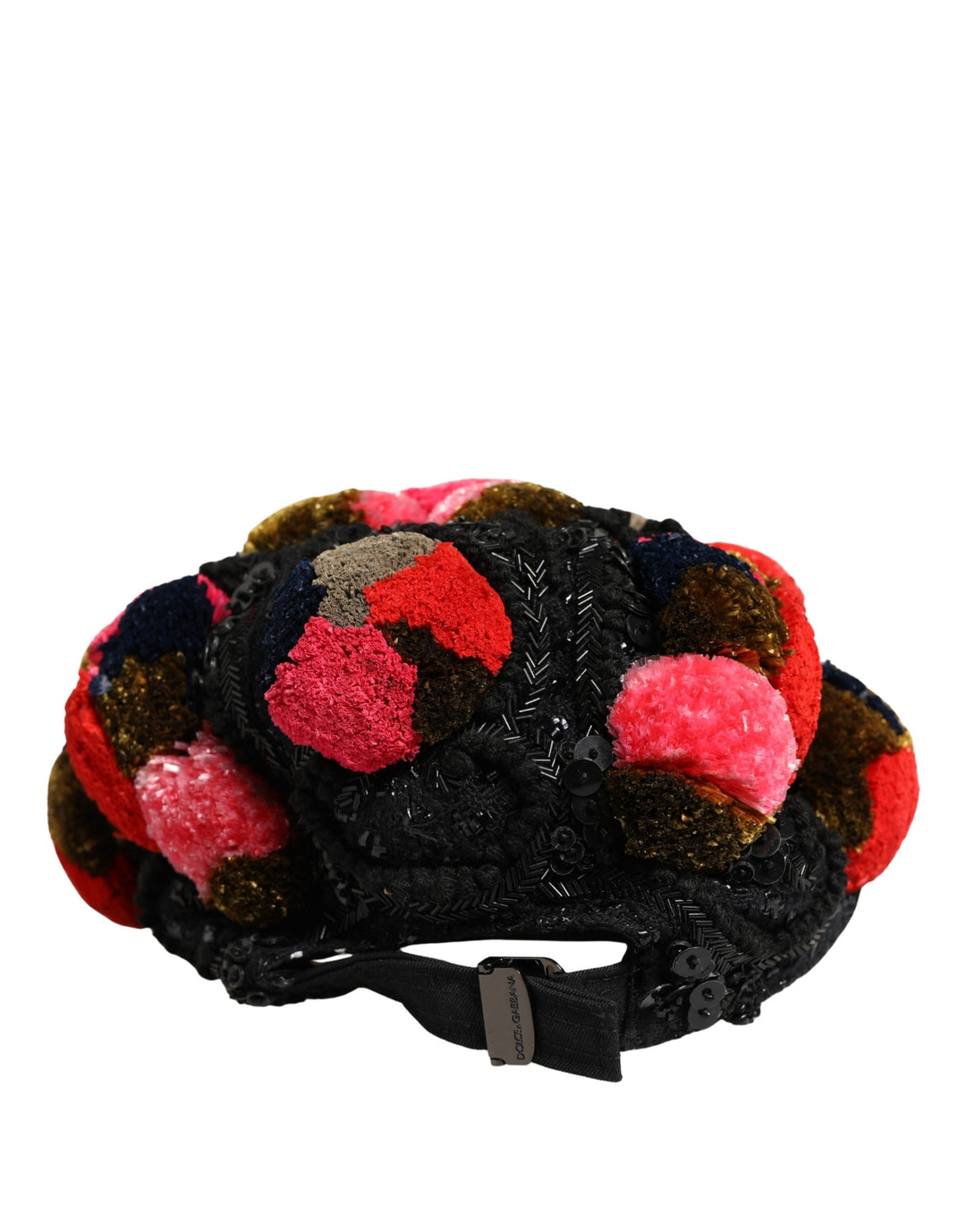 Dolce &amp; Gabbana Multicolor Pom Poms Sequin Embellishment Hat