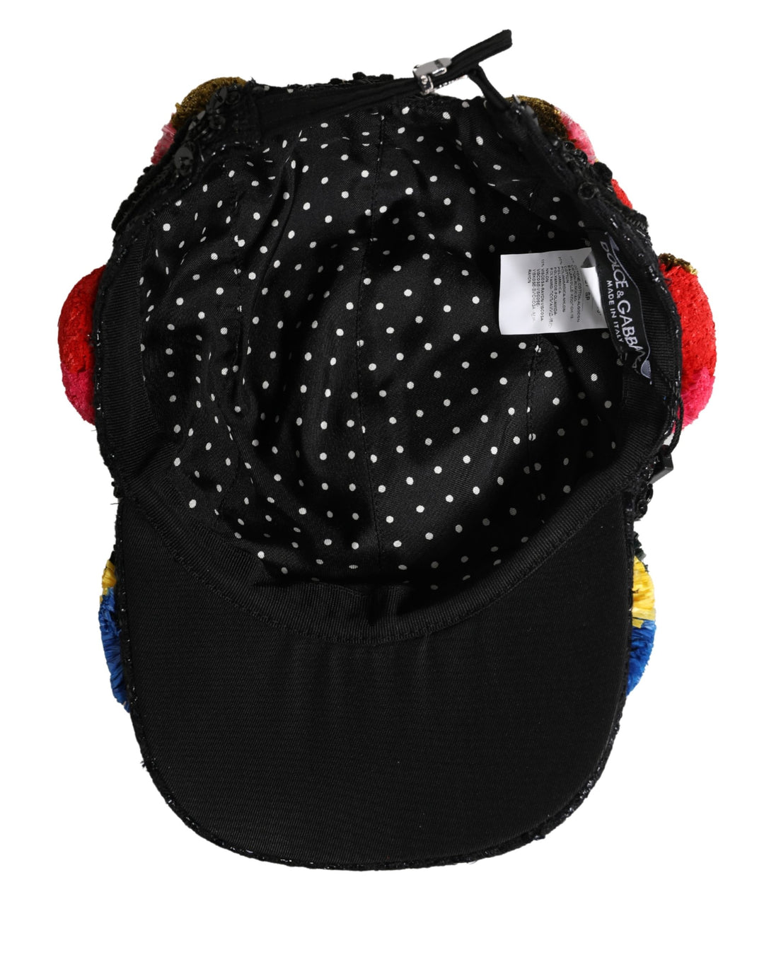 Dolce &amp; Gabbana Multicolor Pom Poms Sequin Embellishment Hat