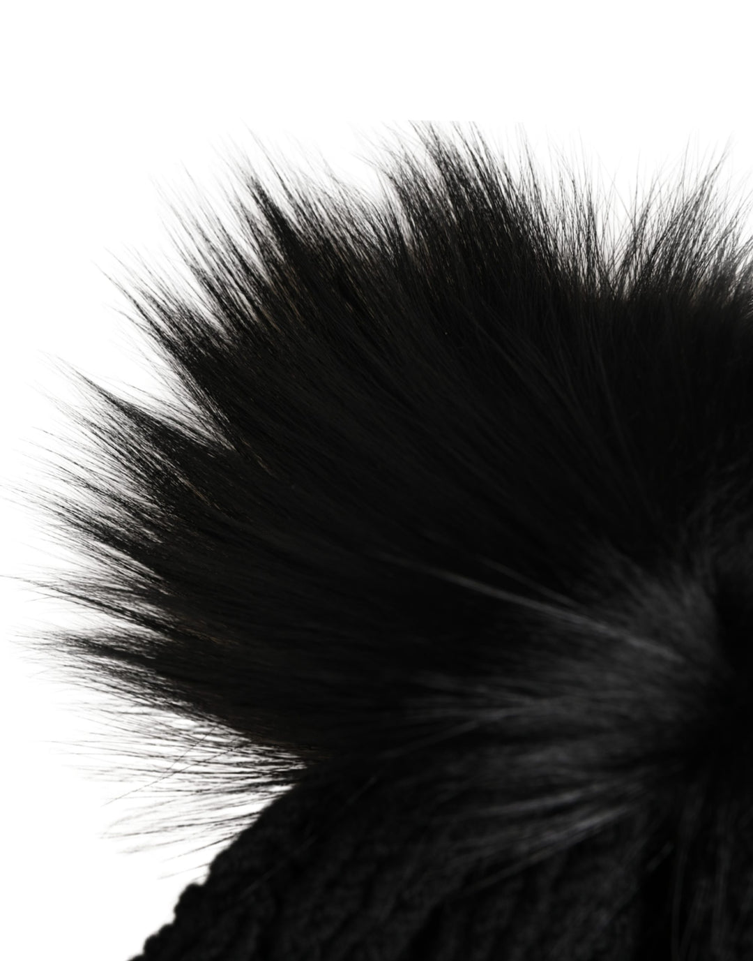 Dolce &amp; Gabbana Black Acrylic Knitted Fur Winter Beanie