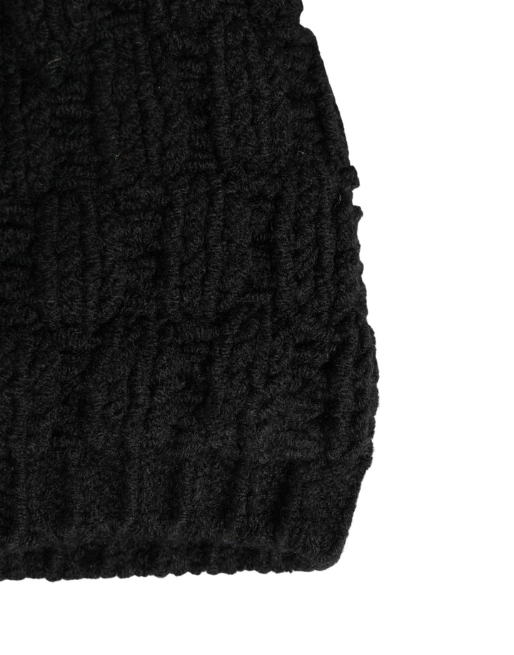 Dolce &amp; Gabbana Black Acrylic Knitted Fur Winter Beanie