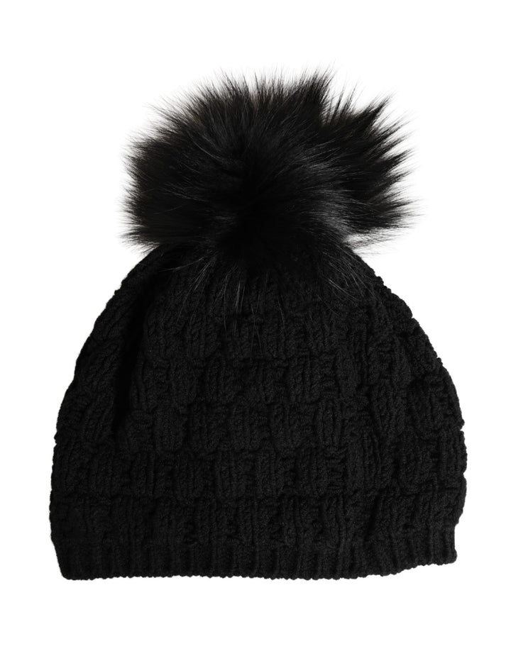 Dolce &amp; Gabbana Black Acrylic Knitted Fur Winter Beanie