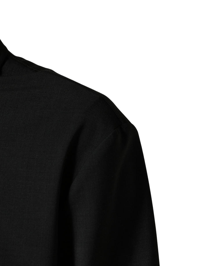Dolce &amp; Gabbana Black Wool Logo Full Zip Men Bomber Jacket