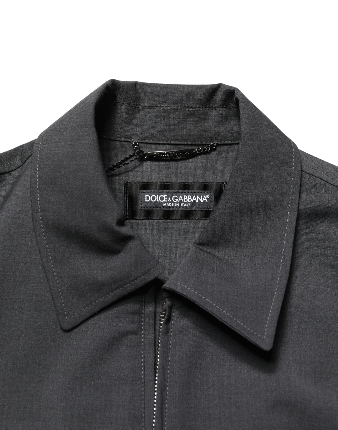 Dolce &amp; Gabbana Black Wool Logo Full Zip Men Bomber Jacket