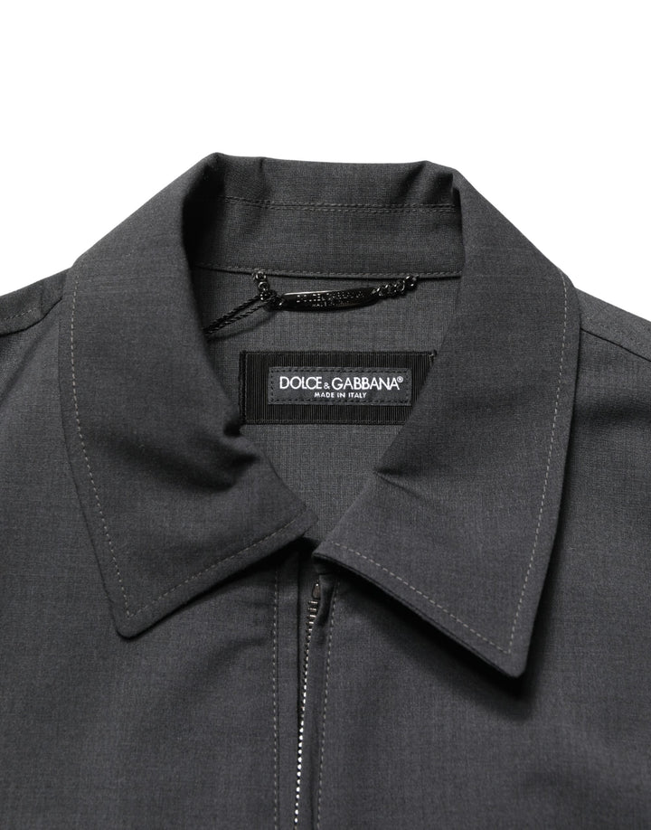 Dolce &amp; Gabbana Black Wool Logo Full Zip Men Bomber Jacket