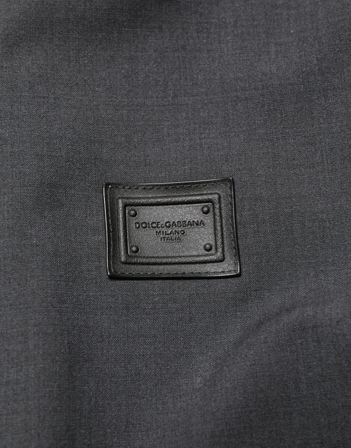 Dolce &amp; Gabbana Black Wool Logo Full Zip Men Bomber Jacket