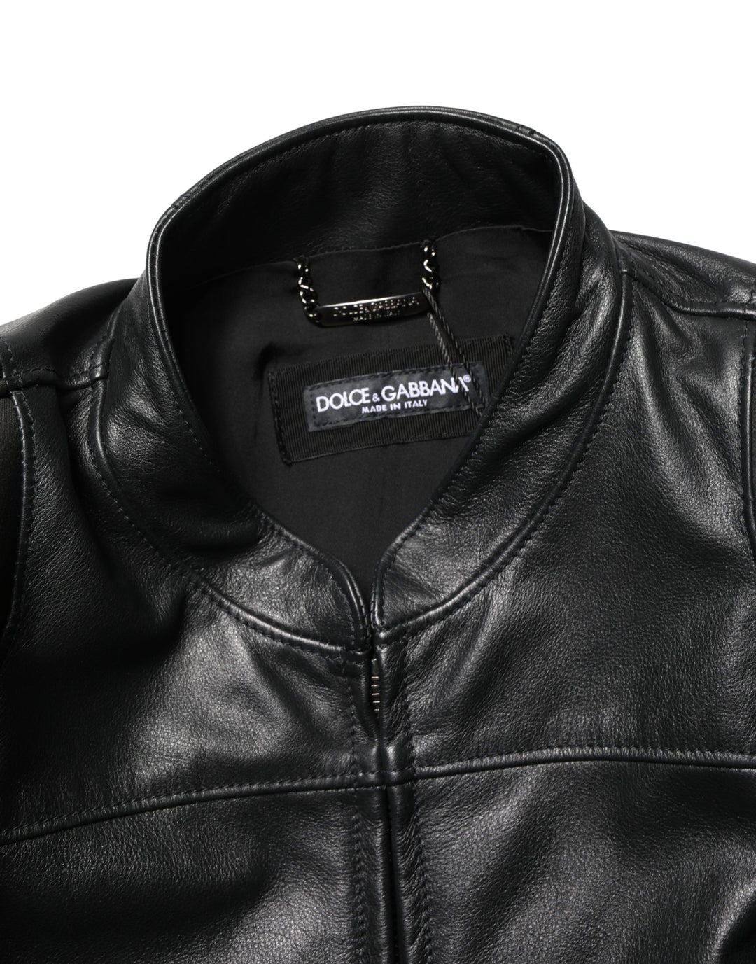 Dolce &amp; Gabbana Black Nylon Full Zip Men Biker Coat Jacket