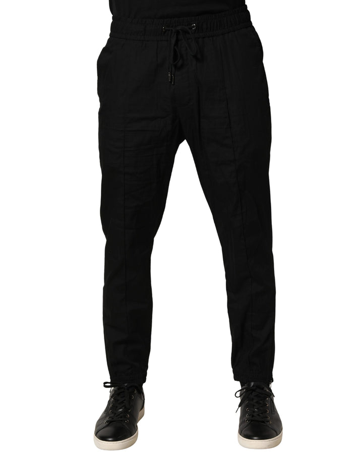 Dolce &amp; Gabbana Black Cotton Skinny Men Jogger Trouser Pants