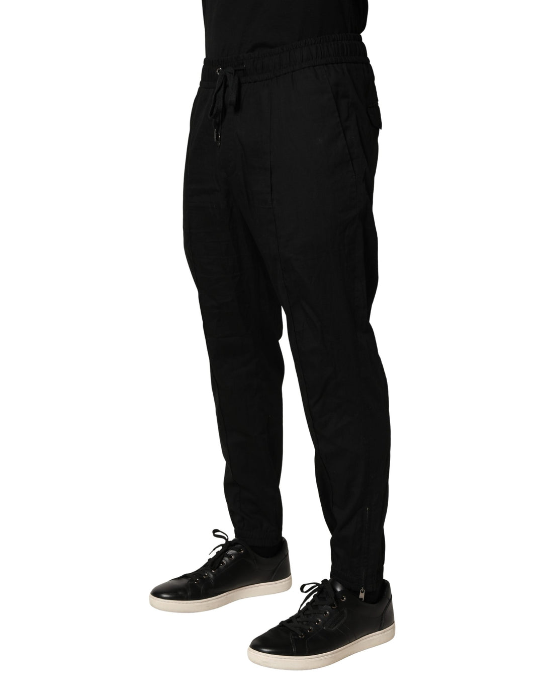 Dolce &amp; Gabbana Black Cotton Skinny Men Jogger Trouser Pants