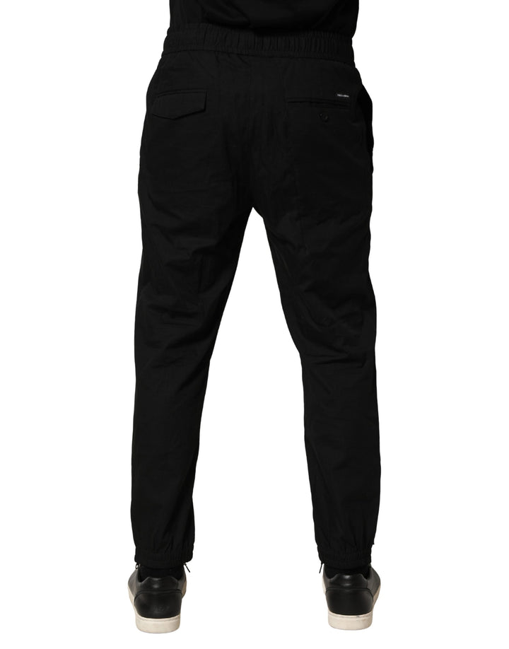 Dolce &amp; Gabbana Black Cotton Skinny Men Jogger Trouser Pants