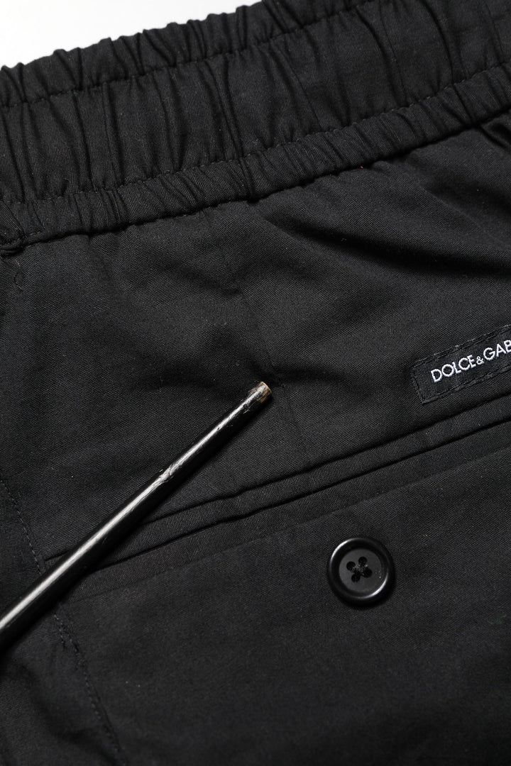 Dolce &amp; Gabbana Black Cotton Skinny Men Jogger Trouser Pants