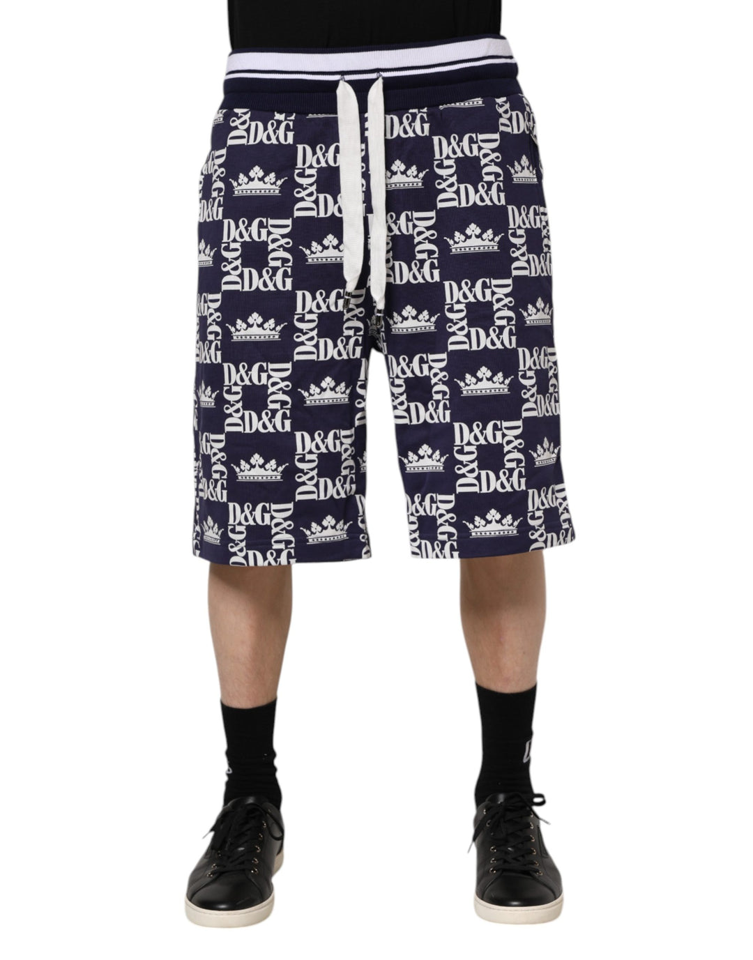 Dolce &amp; Gabbana Blue DG Logo Print Chino Men Bermuda Shorts