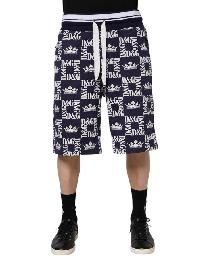 Dolce &amp; Gabbana Blue DG Logo Print Chino Men Bermuda Shorts