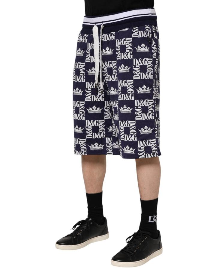Dolce &amp; Gabbana Blue DG Logo Print Chino Men Bermuda Shorts