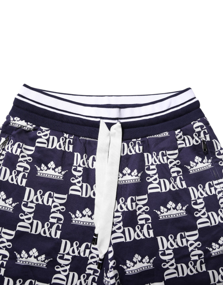 Dolce &amp; Gabbana Blue DG Logo Print Chino Men Bermuda Shorts