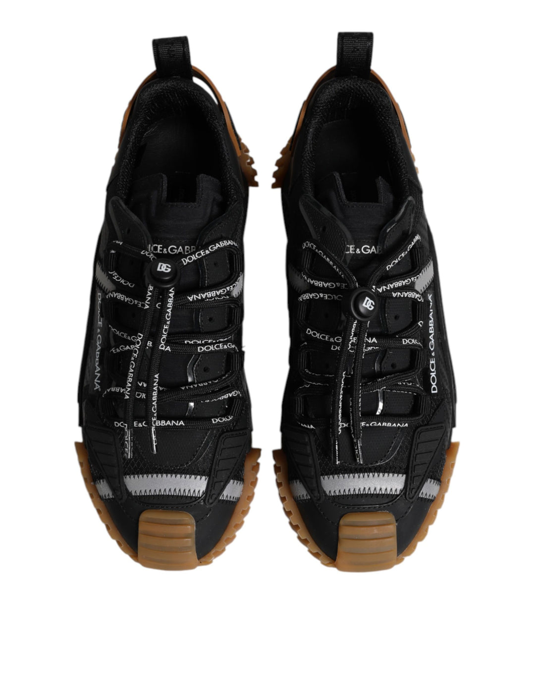 Dolce &amp; Gabbana Black Logo Lace Up Low Top NS1 Sneakers Shoes