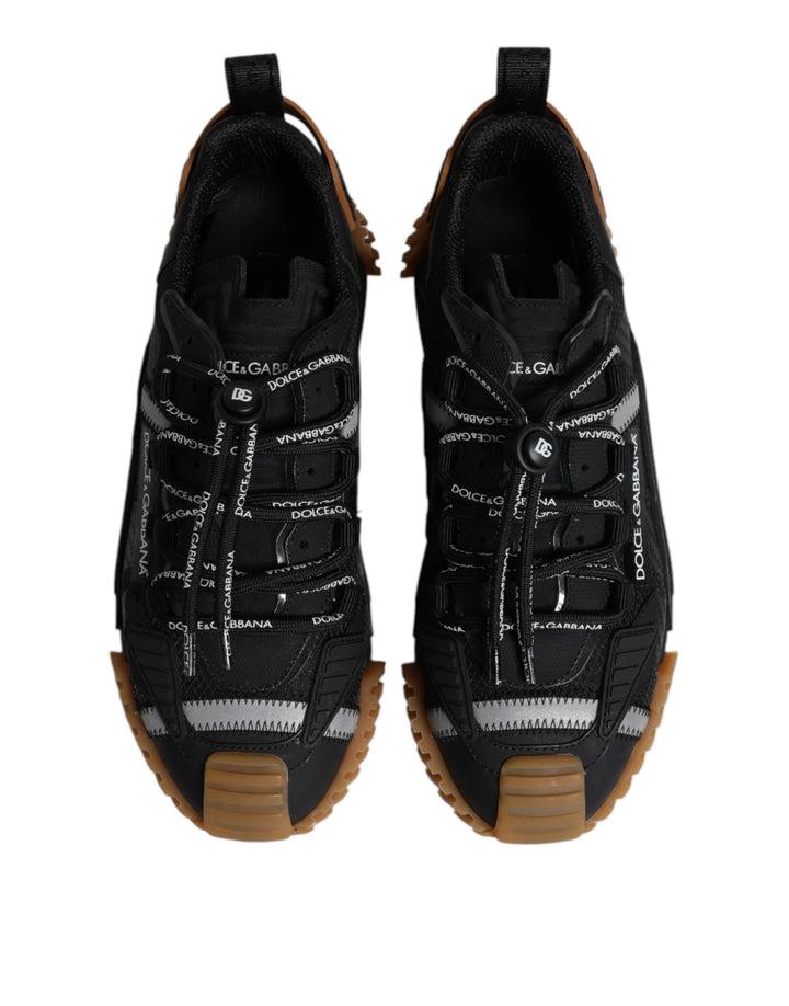Dolce &amp; Gabbana Black Logo Lace Up Low Top NS1 Sneakers Shoes
