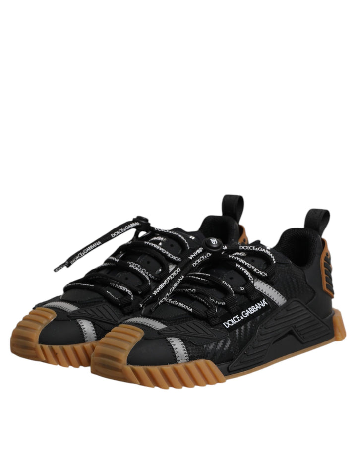 Dolce &amp; Gabbana Black Logo Lace Up Low Top NS1 Sneakers Shoes