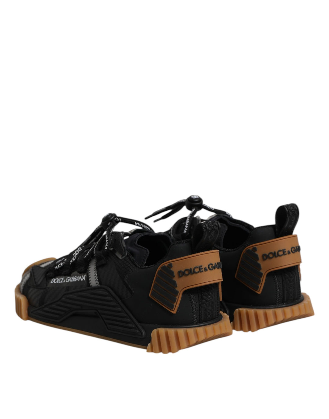 Dolce &amp; Gabbana Black Logo Lace Up Low Top NS1 Sneakers Shoes