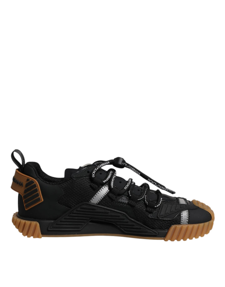 Dolce &amp; Gabbana Black Logo Lace Up Low Top NS1 Sneakers Shoes
