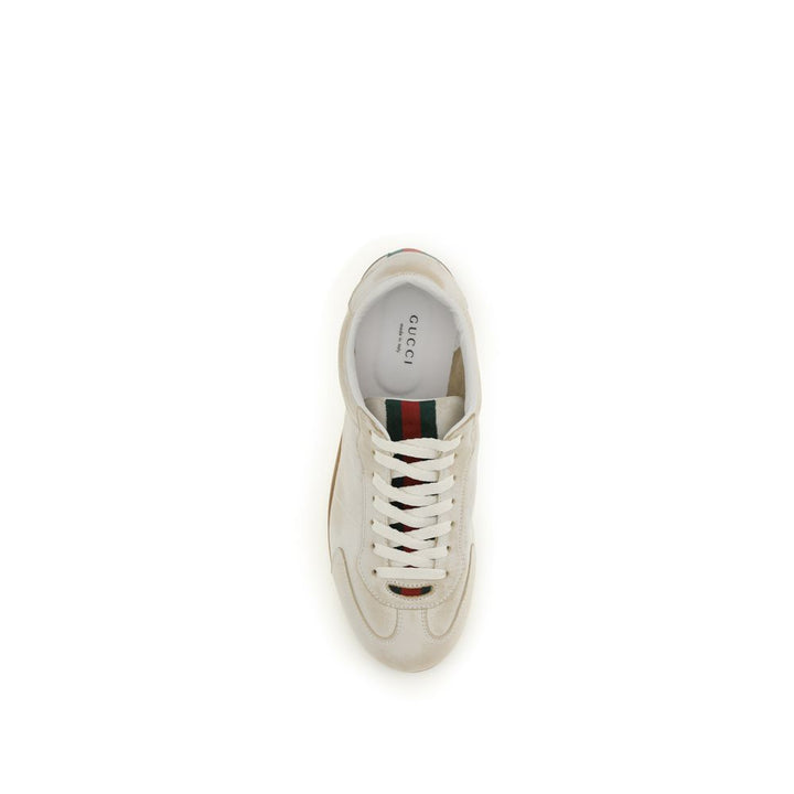 Gucci White Calf Leather Bos Taurus Low Top Sneakers