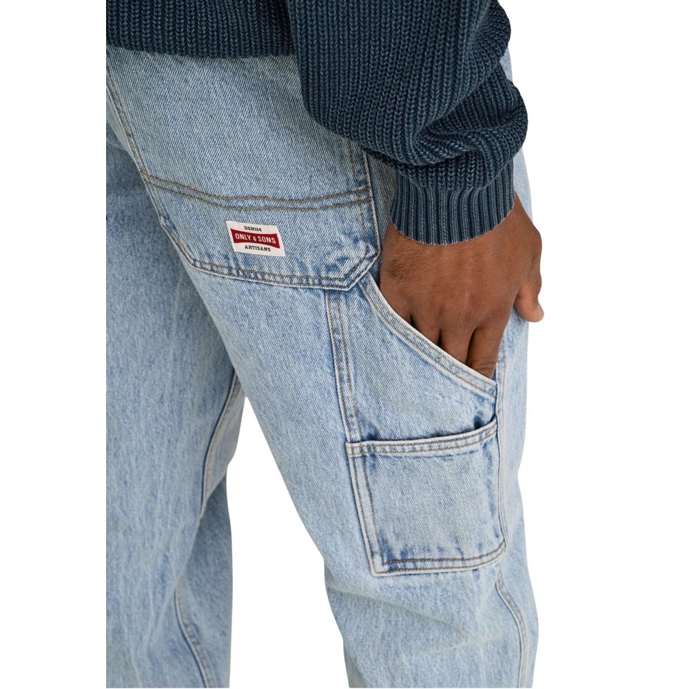 Only &amp; Sons Blue Cotton Relaxed Fit Jeans