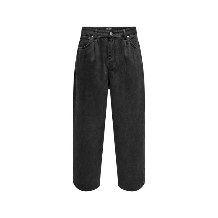 Only &amp; Sons Black Cotton Relaxed Fit Jeans