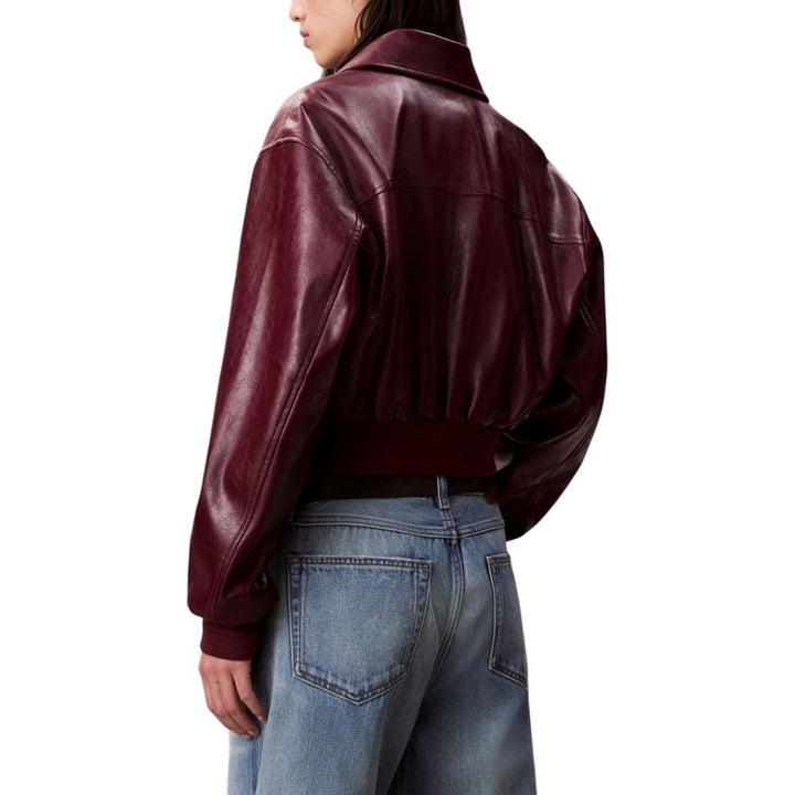 Calvin Klein Jeans Bordeaux Polyethylene Leather Jacket