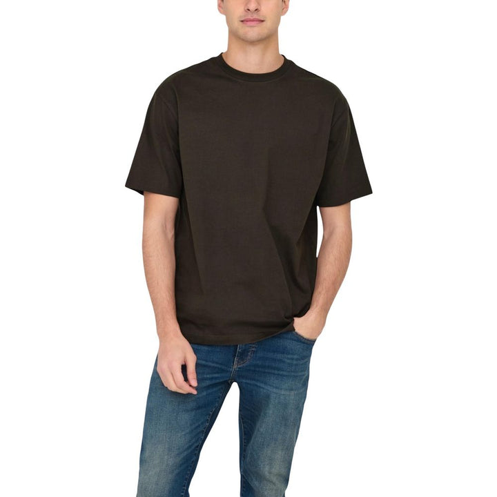 Only &amp; Sons Brown Organic Cotton T-Shirt