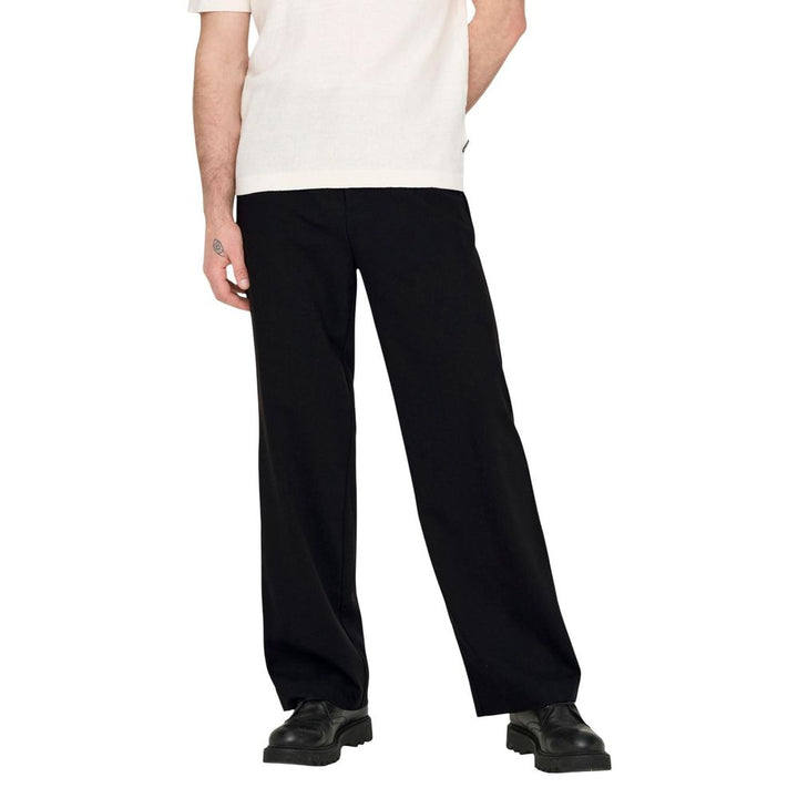 Only &amp; Sons Black Polyester Casual Pants