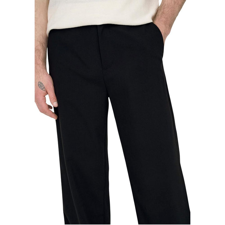 Only &amp; Sons Black Polyester Casual Pants